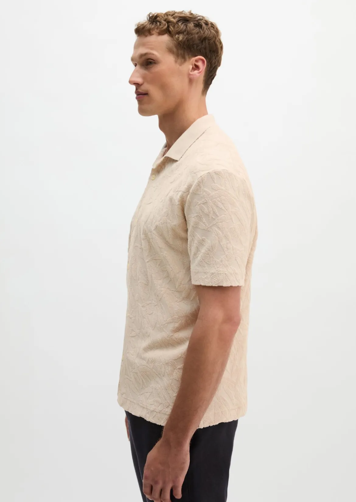 DfC Jerseyshirt regular mit weichem Frottee-Blattmuster