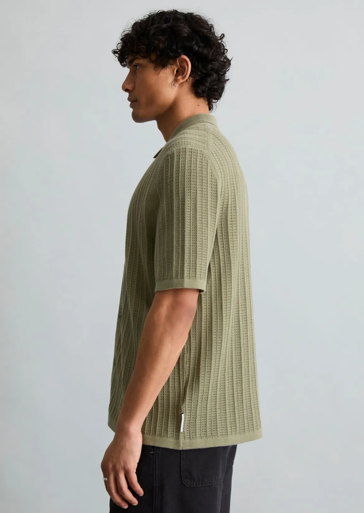 DfC Kurzarm-Strickjacke im Polostil regular mit Lochstruktur