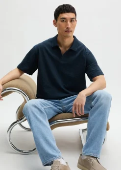 DfC Poloshirt Jersey Structure regular aus schwerem Ripp-Jersey