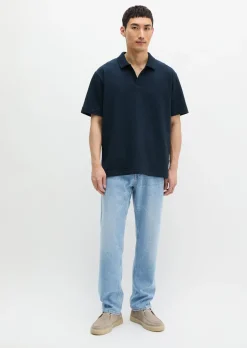 DfC Poloshirt Jersey Structure regular aus schwerem Ripp-Jersey