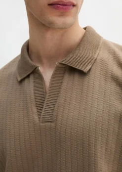DfC Poloshirt Jersey Structure regular aus schwerem Ripp-Jersey