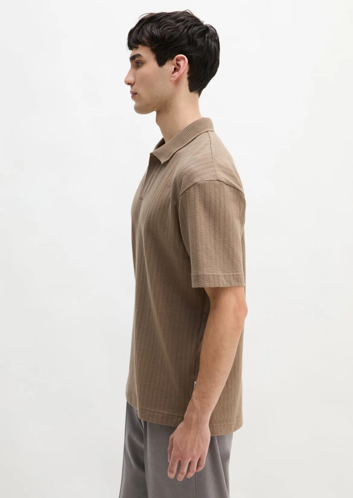 DfC Poloshirt Jersey Structure regular aus schwerem Ripp-Jersey