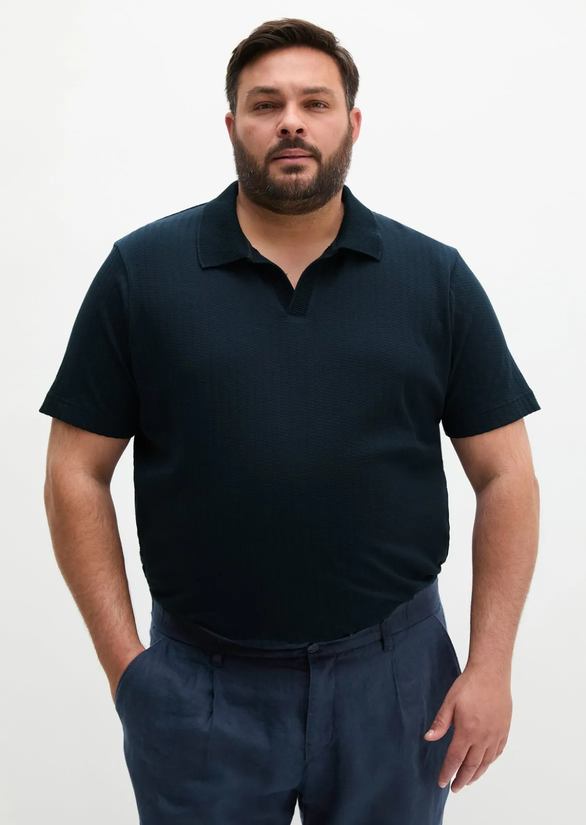 DfC Poloshirt Jersey Structure regular aus schwerem Ripp-Jersey