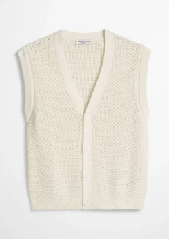 DfC Ärmellose Strickjacke relaxed mit luftiger Lochstruktur