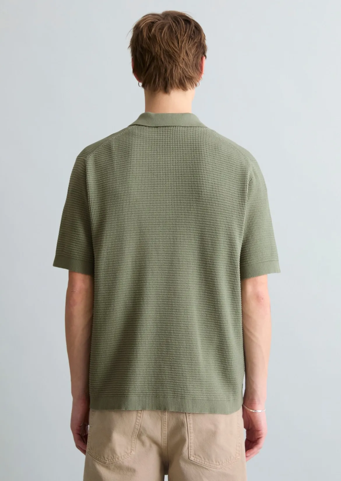 DfC Strick Poloshirt mit Waffelstruktur