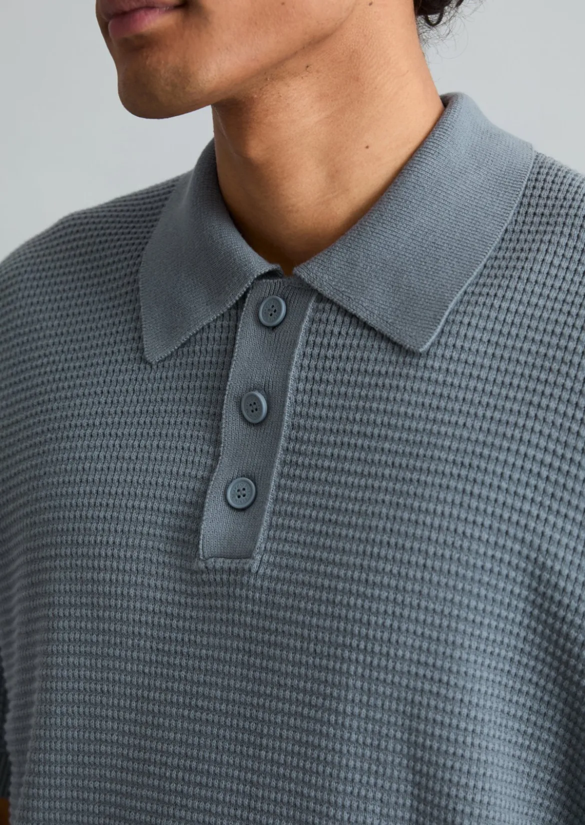 DfC Strick Poloshirt mit Waffelstruktur