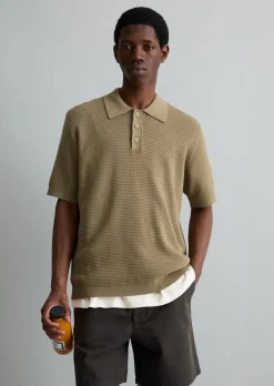 DfC Strick Poloshirt mit Waffelstruktur