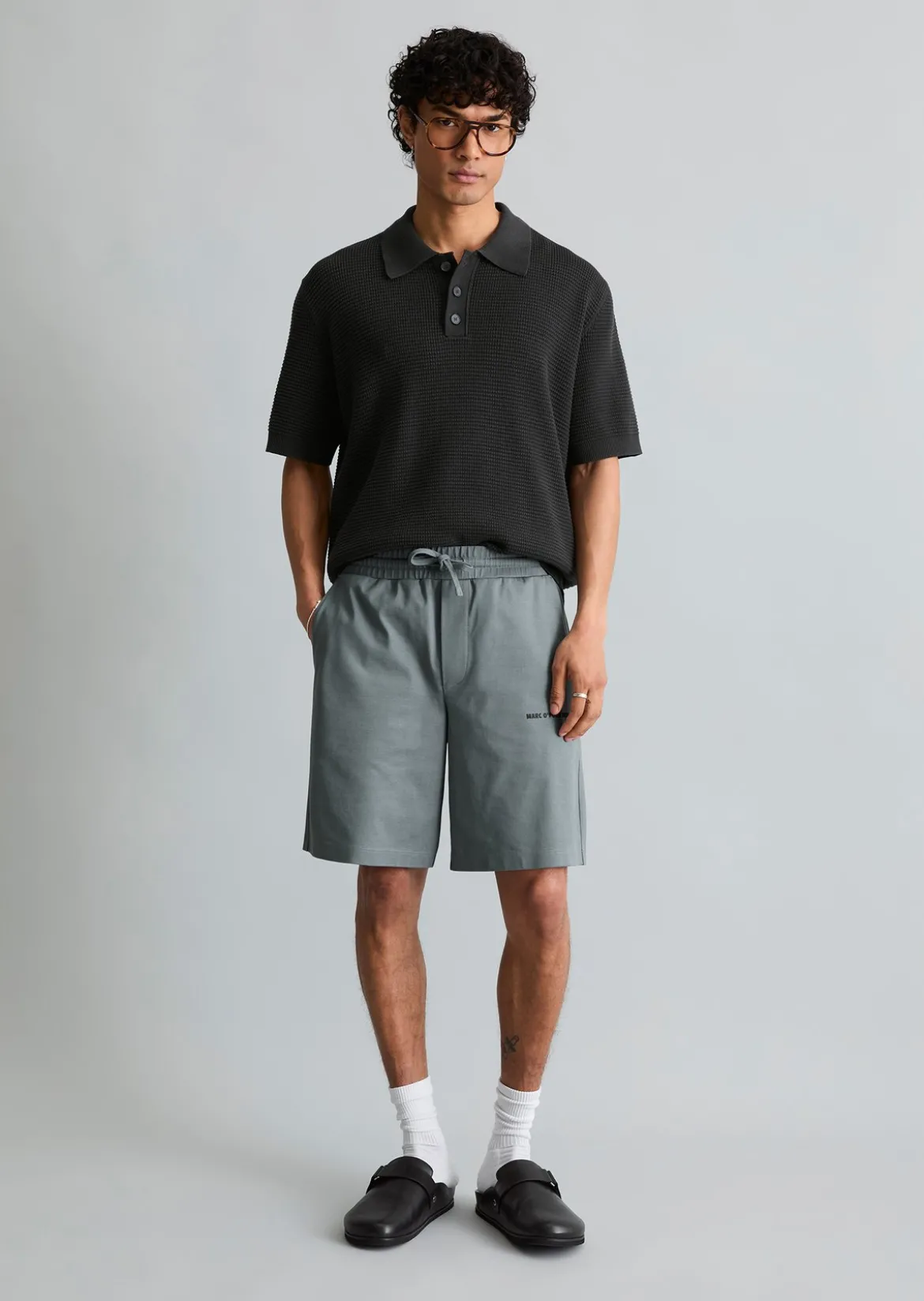 DfC Strick Poloshirt mit Waffelstruktur