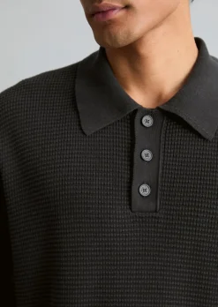 DfC Strick Poloshirt mit Waffelstruktur