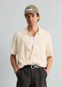 DfC Strickshirt regular im Polostil mit Knopfleiste