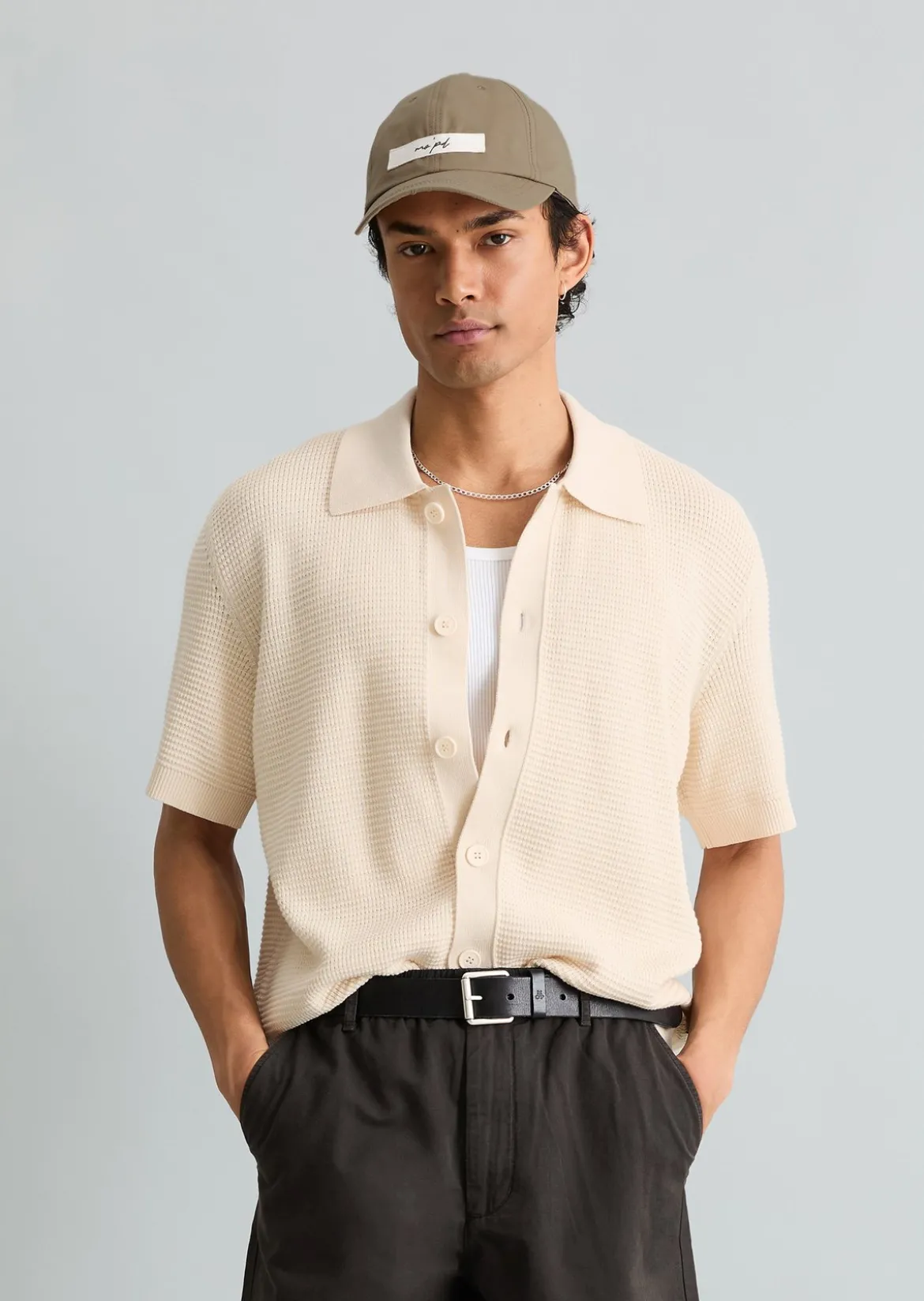 DfC Strickshirt regular im Polostil mit Knopfleiste