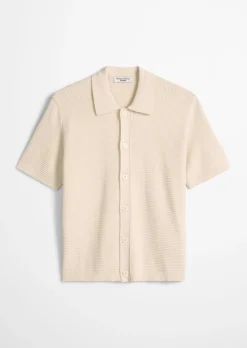 DfC Strickshirt regular im Polostil mit Knopfleiste