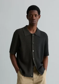 DfC Strickshirt regular im Polostil mit Knopfleiste