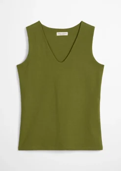 DfC V-Neck-Top slim aus weichem Stretch-Jersey