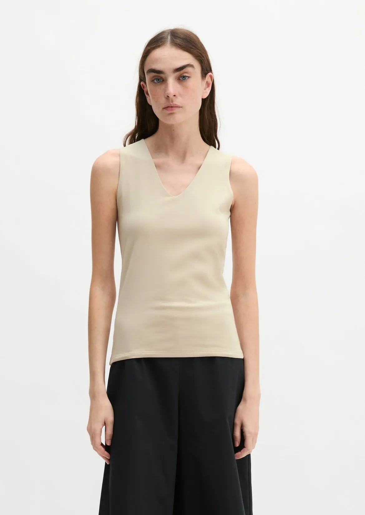 DfC V-Neck-Top slim aus weichem Stretch-Jersey