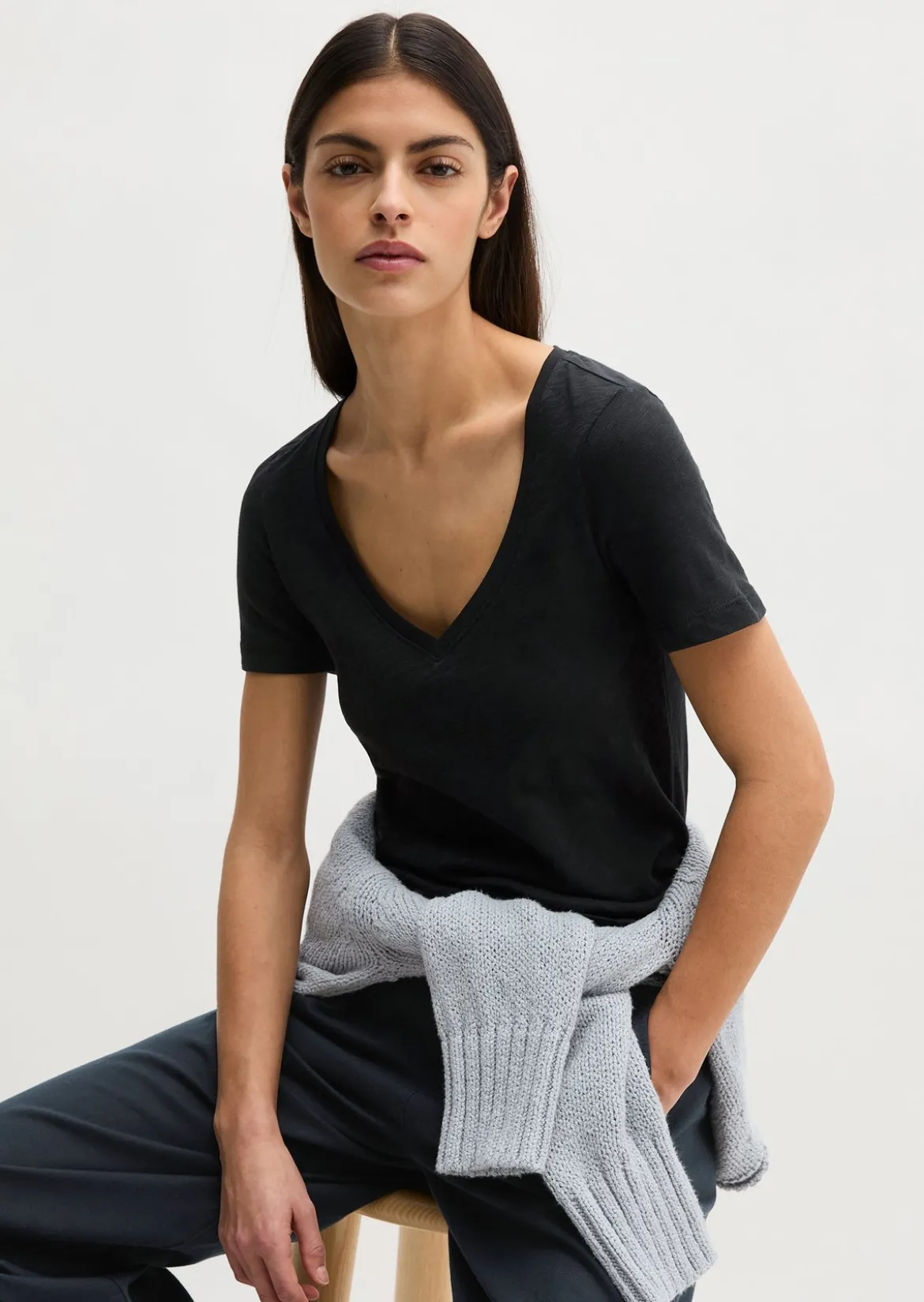 DfC V-Neck-T-Shirt regular aus Slub-Jersey
