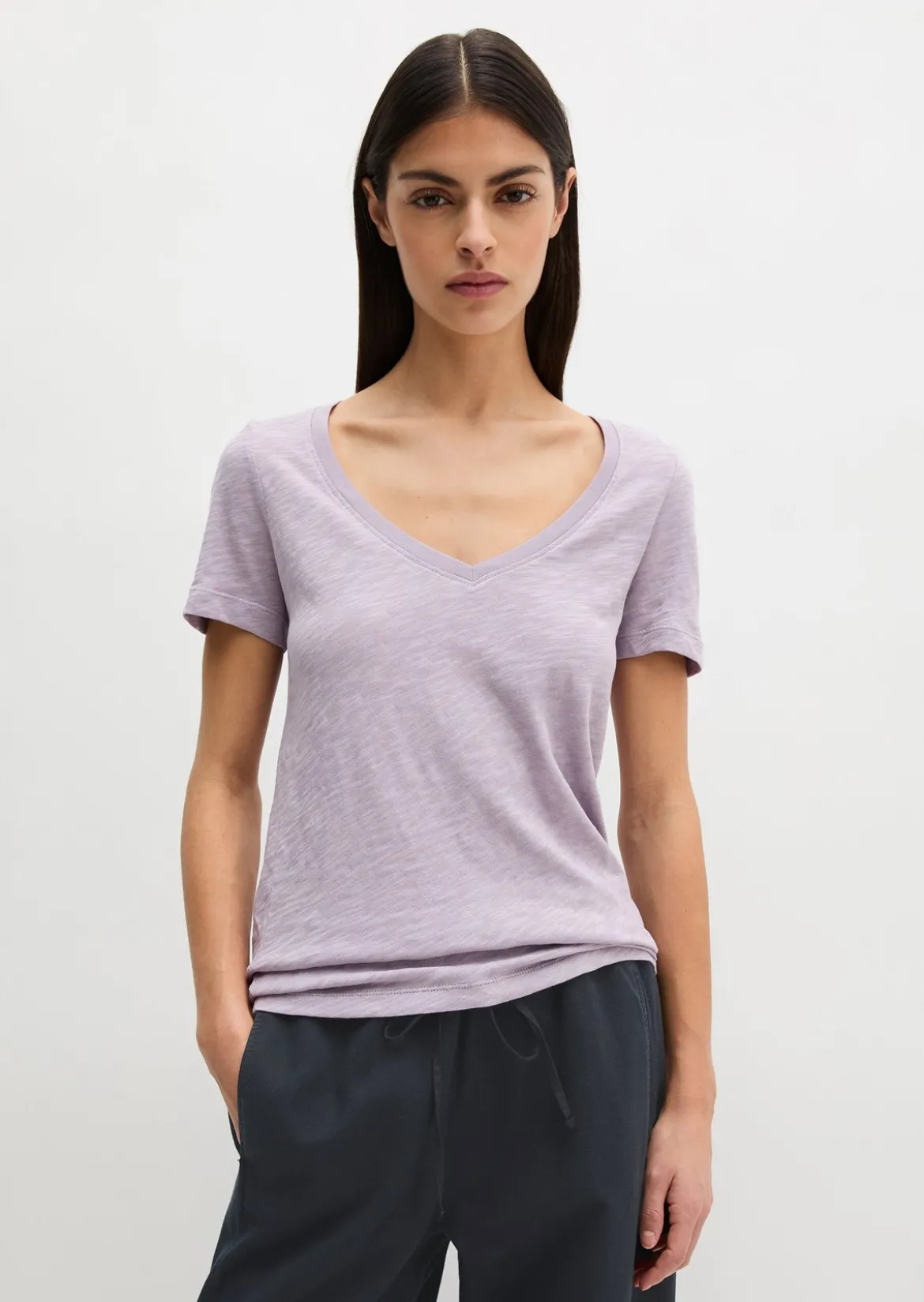 DfC V-Neck-T-Shirt regular aus Slub-Jersey