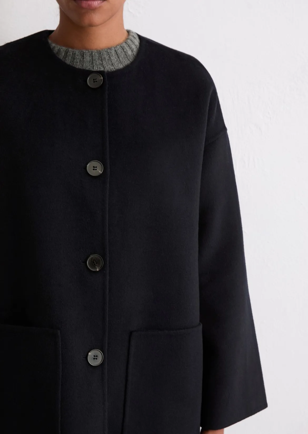 Doubleface-Cape-Jacke relaxed mit abnehmbarem Schal