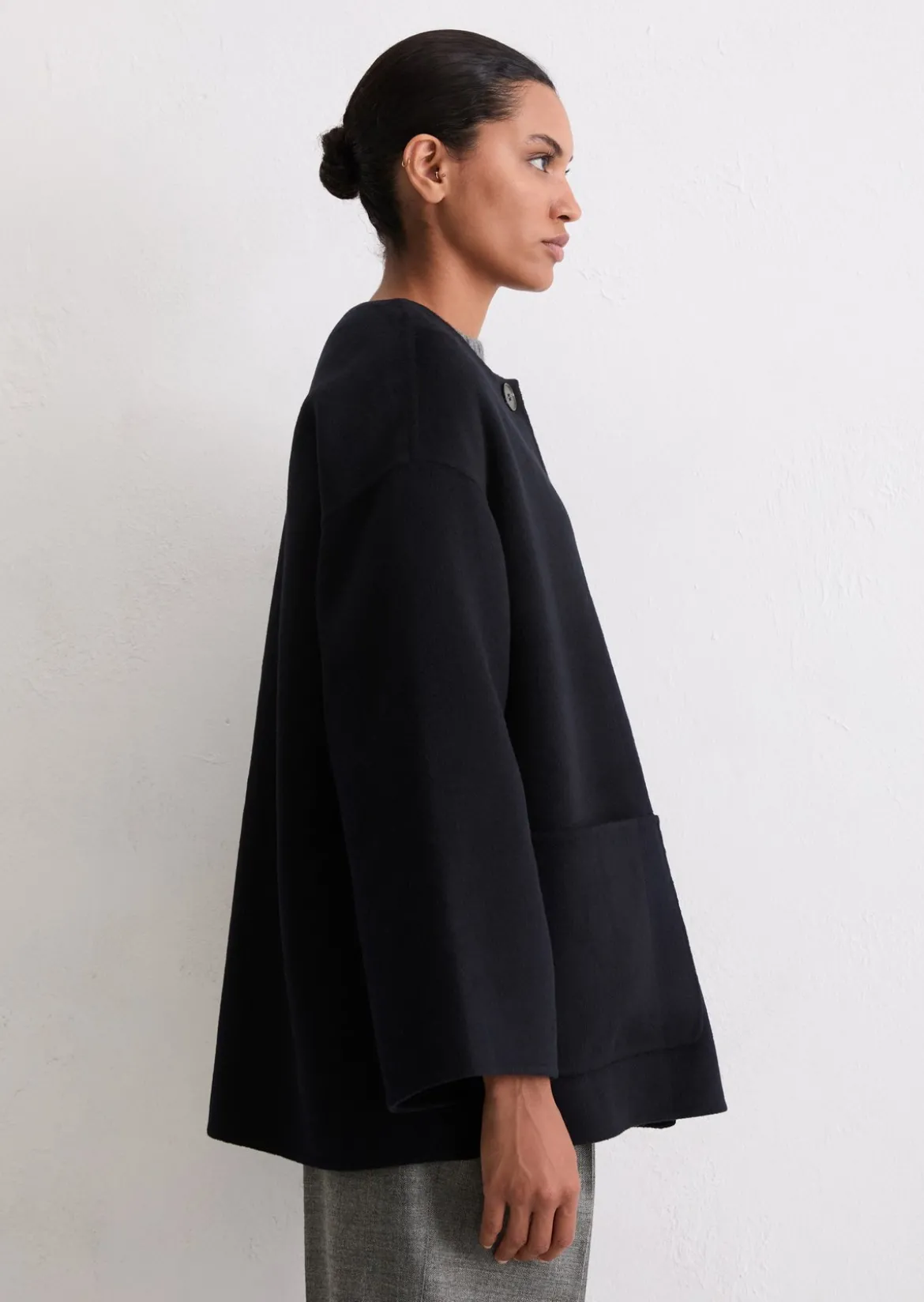 Doubleface-Cape-Jacke relaxed mit abnehmbarem Schal
