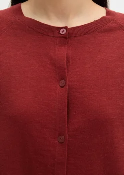 Feinstrick-Cardigan relaxed aus Bio-Baumwolle-Leinen-Mix