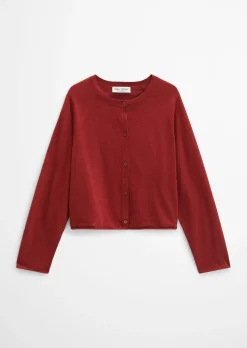 Feinstrick-Cardigan relaxed aus Bio-Baumwolle-Leinen-Mix