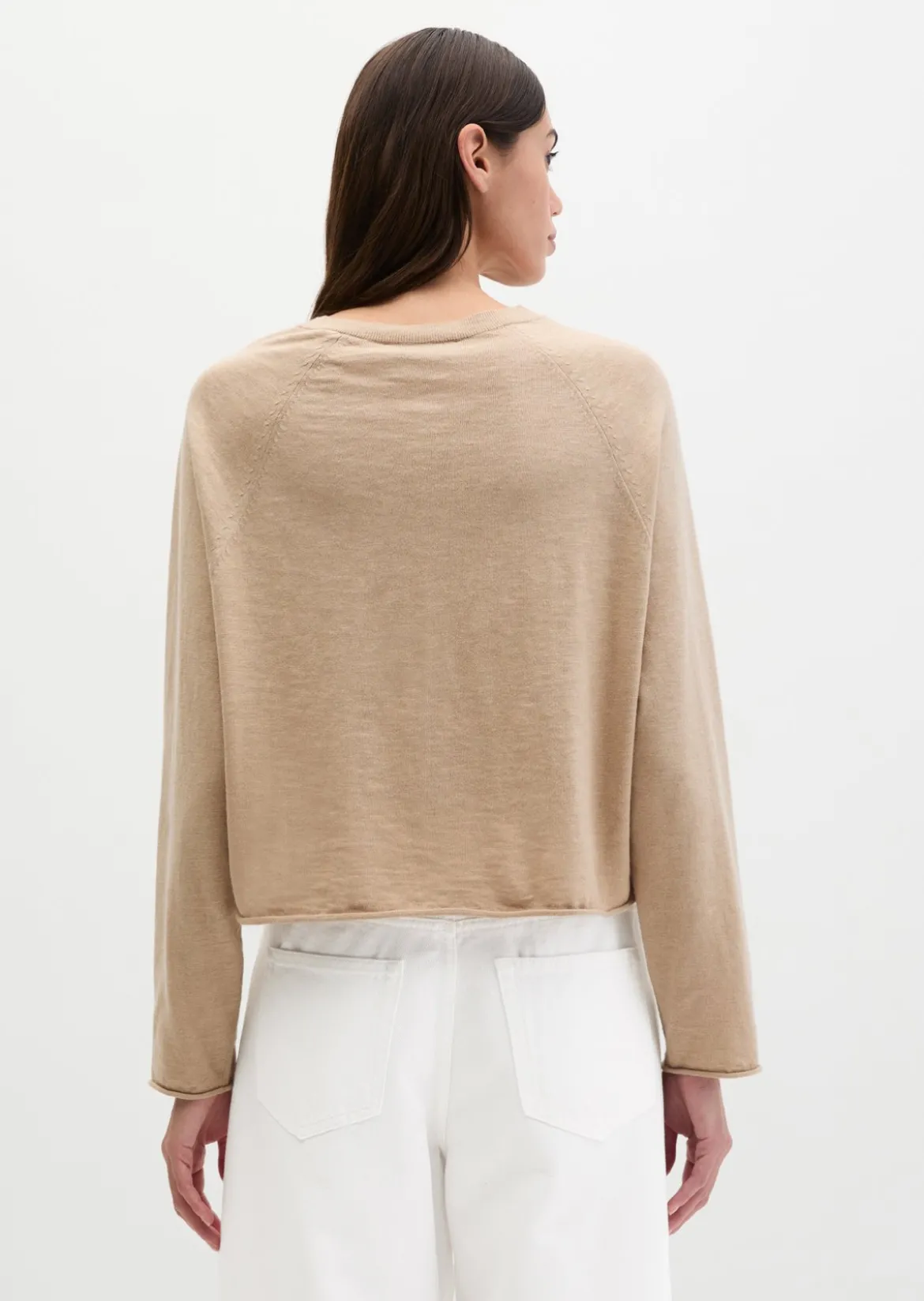 Feinstrick-Cardigan relaxed aus Bio-Baumwolle-Leinen-Mix