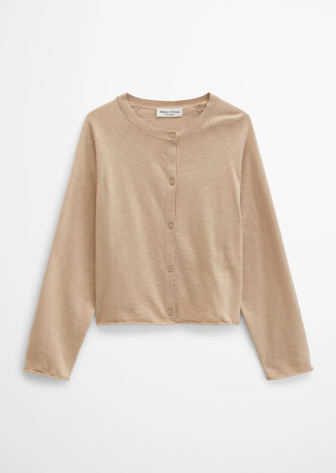 Feinstrick-Cardigan relaxed aus Bio-Baumwolle-Leinen-Mix