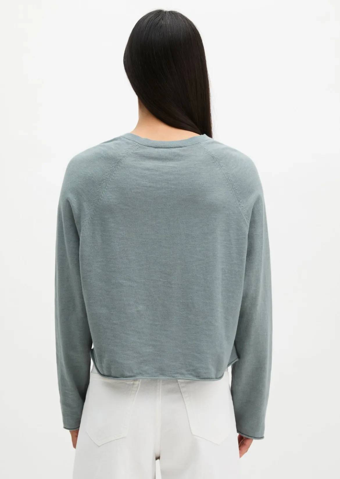 Feinstrick-Cardigan relaxed aus Bio-Baumwolle-Leinen-Mix