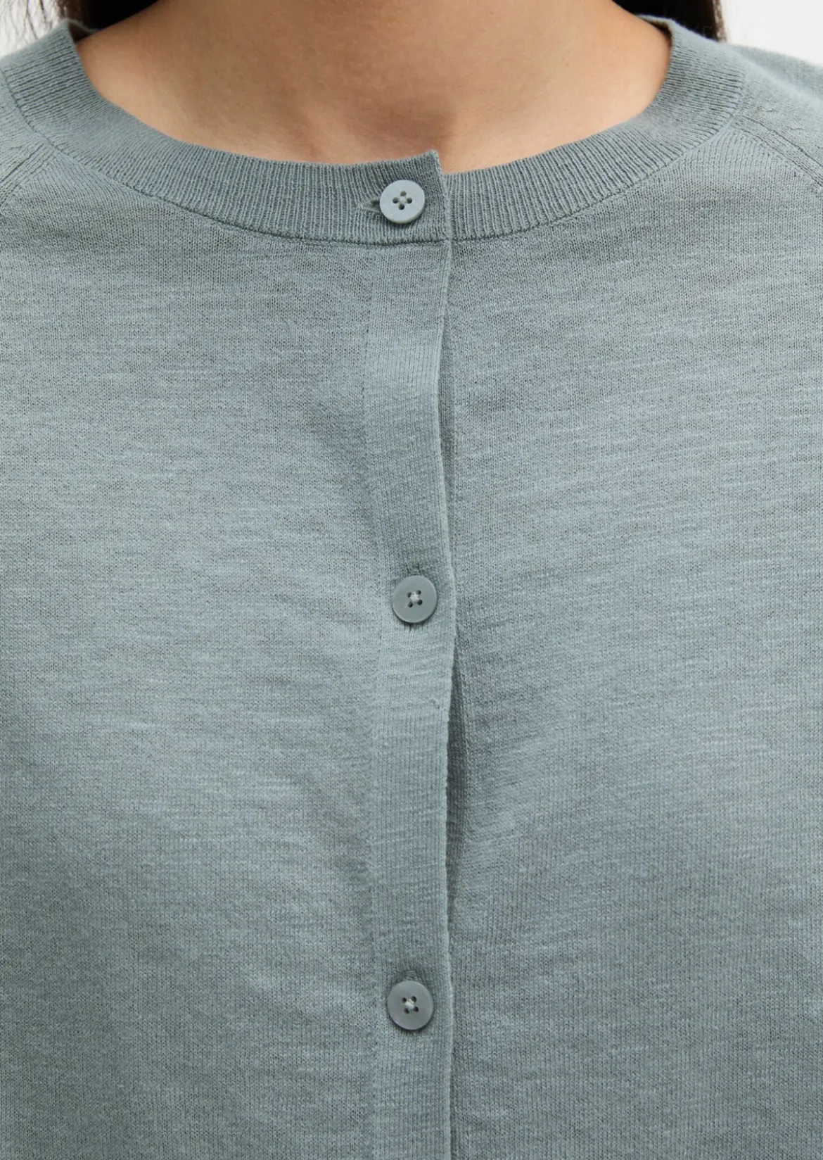 Feinstrick-Cardigan relaxed aus Bio-Baumwolle-Leinen-Mix