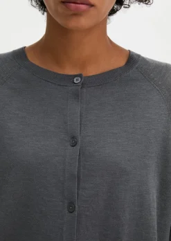 Feinstrick-Cardigan relaxed aus Bio-Baumwolle-Leinen-Mix
