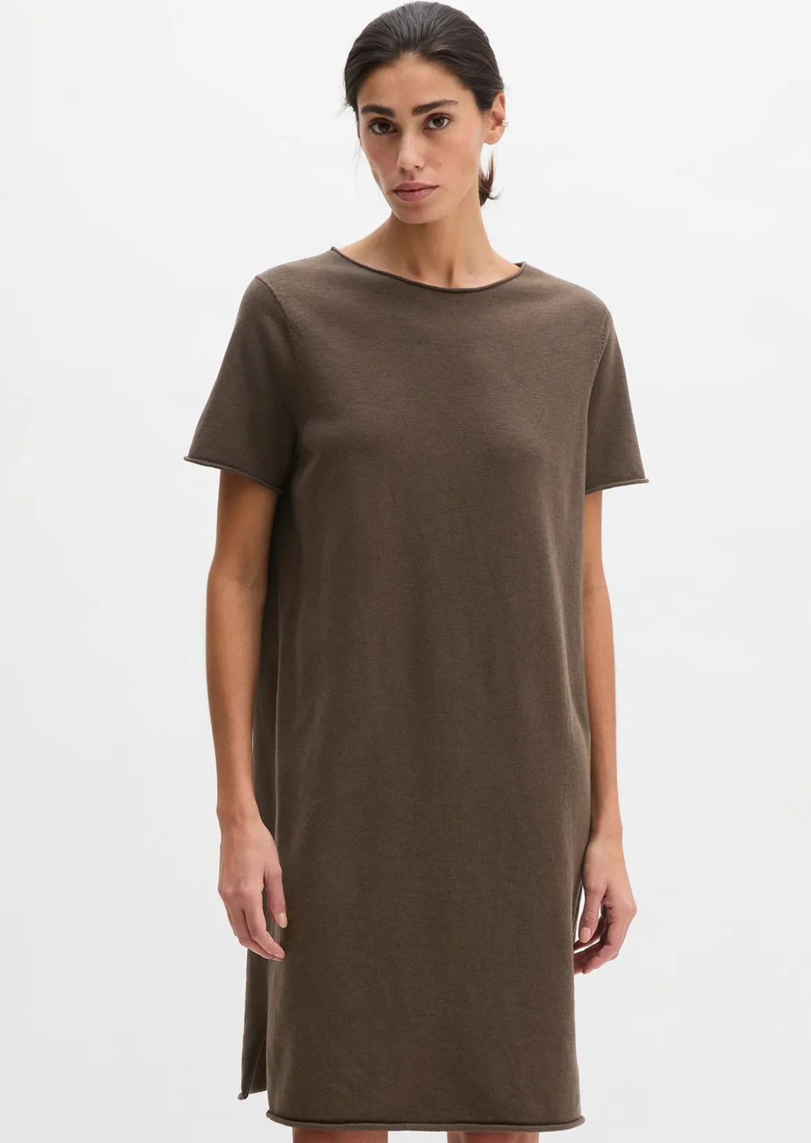 Feinstrick-Kleid loose aus Organic Cotton-Leinen-Mix