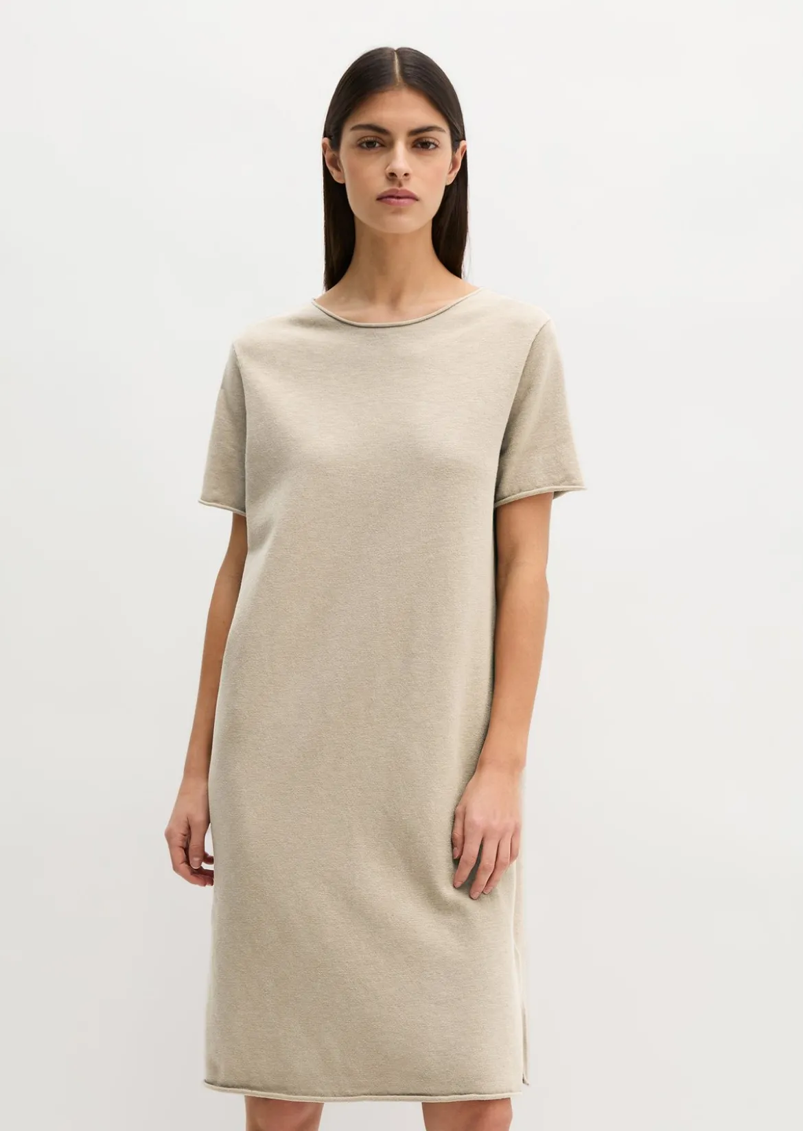 Feinstrick-Kleid loose aus Organic Cotton-Leinen-Mix