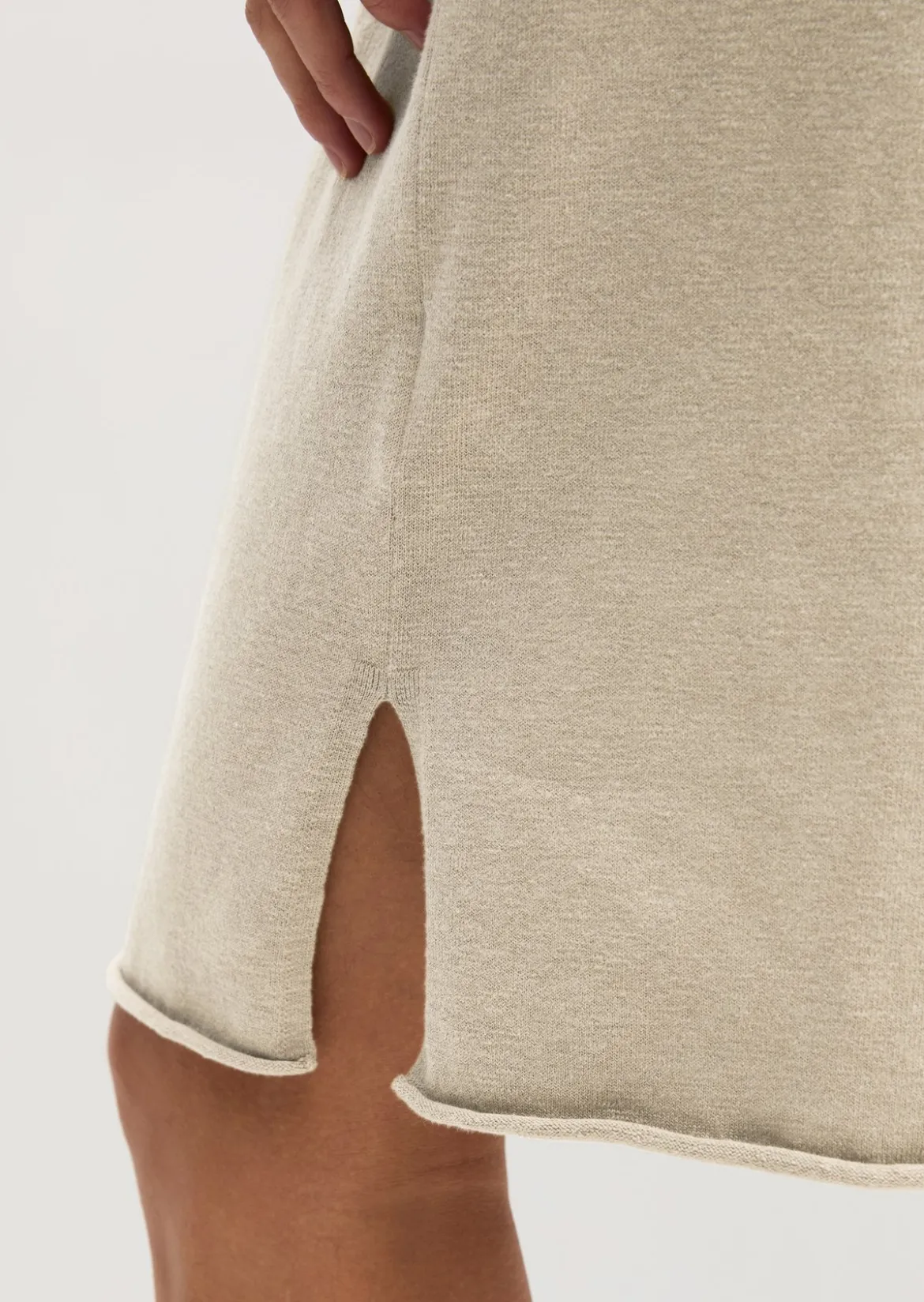 Feinstrick-Kleid loose aus Organic Cotton-Leinen-Mix