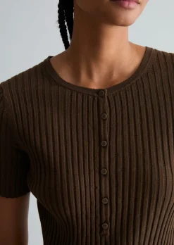 Feinstrick-Kurzarm-Pullover slim aus LENZING™ ECOVERO™