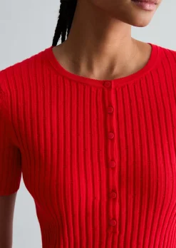 Feinstrick-Kurzarm-Pullover slim aus LENZING™ ECOVERO™