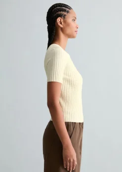 Feinstrick-Kurzarm-Pullover slim aus LENZING™ ECOVERO™