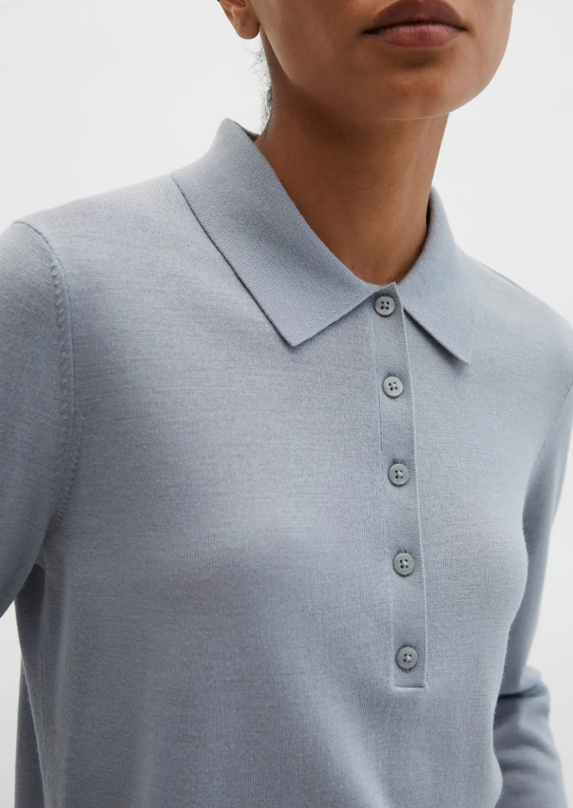 Feinstrick-Poloshirt regular aus edlem Merinowolle-Viskose-Mix