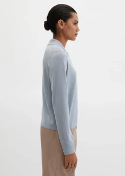 Feinstrick-Poloshirt regular aus edlem Merinowolle-Viskose-Mix