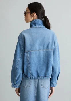 Funnel-Neck-Jeansblouson oversize mit Ananasblattfasern