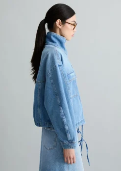 Funnel-Neck-Jeansblouson oversize mit Ananasblattfasern