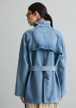 Funnel-Neck-Jeansjacke relaxed mit Ananasblattfasern