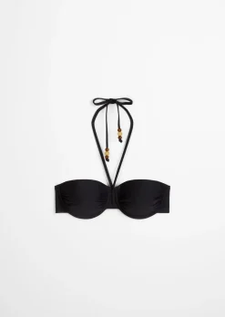 Gepolstertes Neckholder-Bikini-Top mit Beads-Details und Bügeln