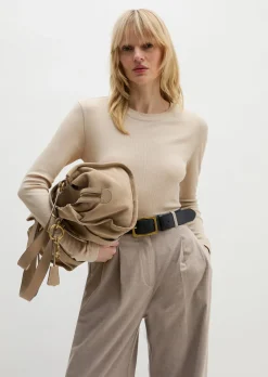 Geripptes Longsleeve slim mit TENCEL™ Modal