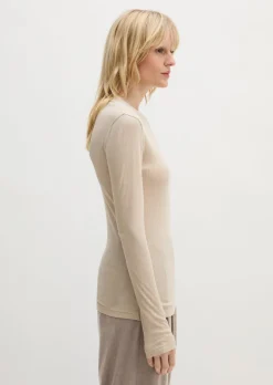 Geripptes Longsleeve slim mit TENCEL™ Modal