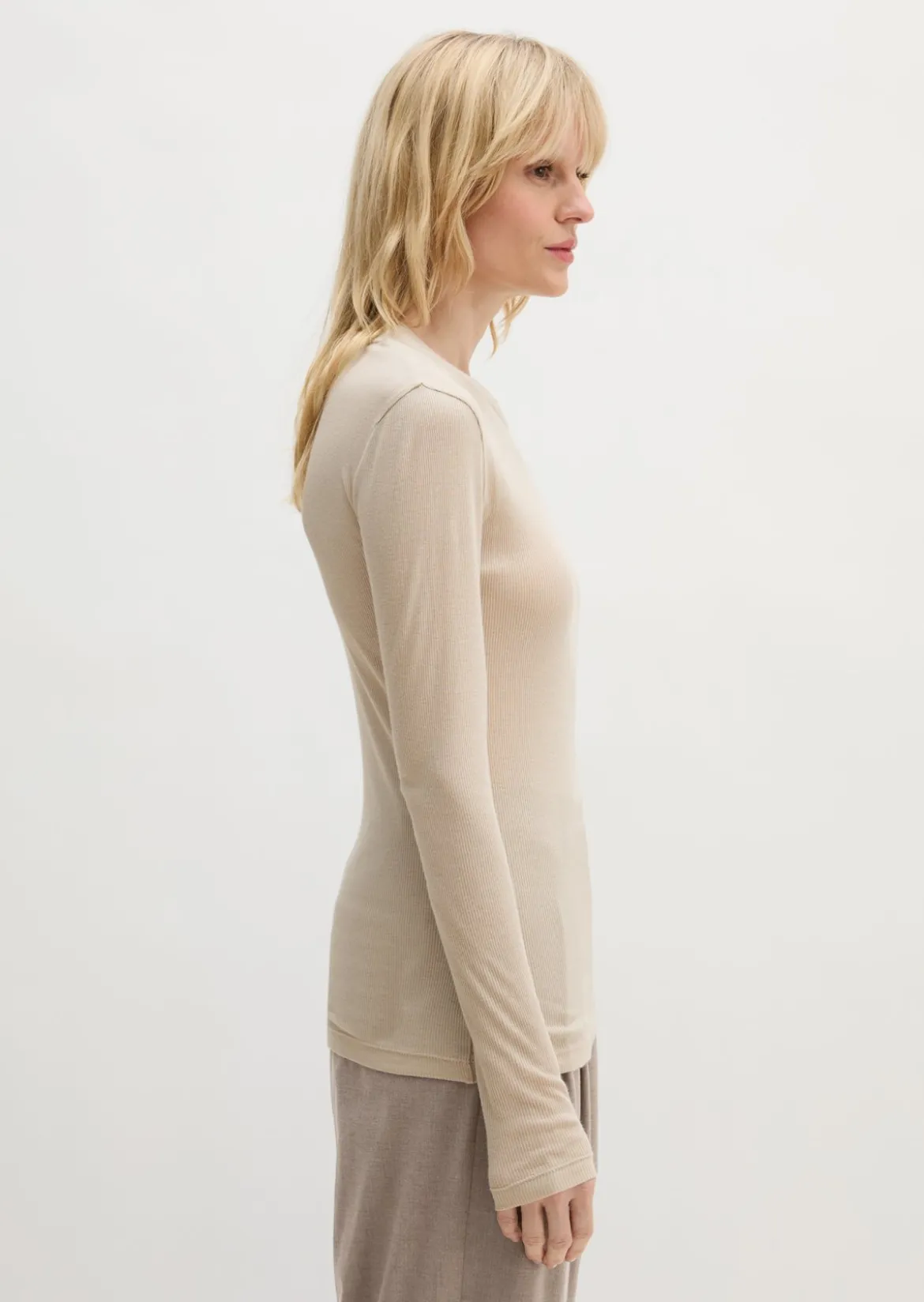 Geripptes Longsleeve slim mit TENCEL™ Modal