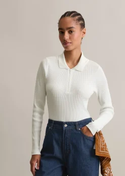 Geripptes Poloshirt slim aus Organic Cotton-Stretch-Jersey