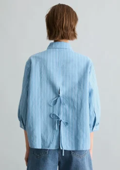 Gestreifte Bluse relaxed aus Leinen-Baumwolle-Mix
