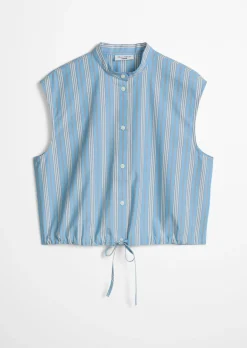 Gestreifte Bluse relaxed aus Papertouch-Popeline