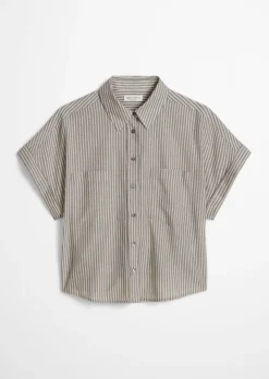 Gestreifte Bluse relaxed aus Baumwoll-Voile