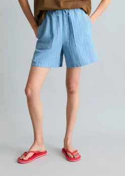 Gestreifte Shorts regular aus Leinen-Baumwolle-Mix